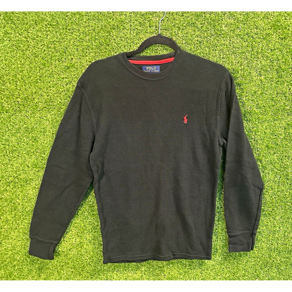 Polo Ralph Lauren Men's S Black Cotton Waffle-Knit Crew Neck Pullover Sweater